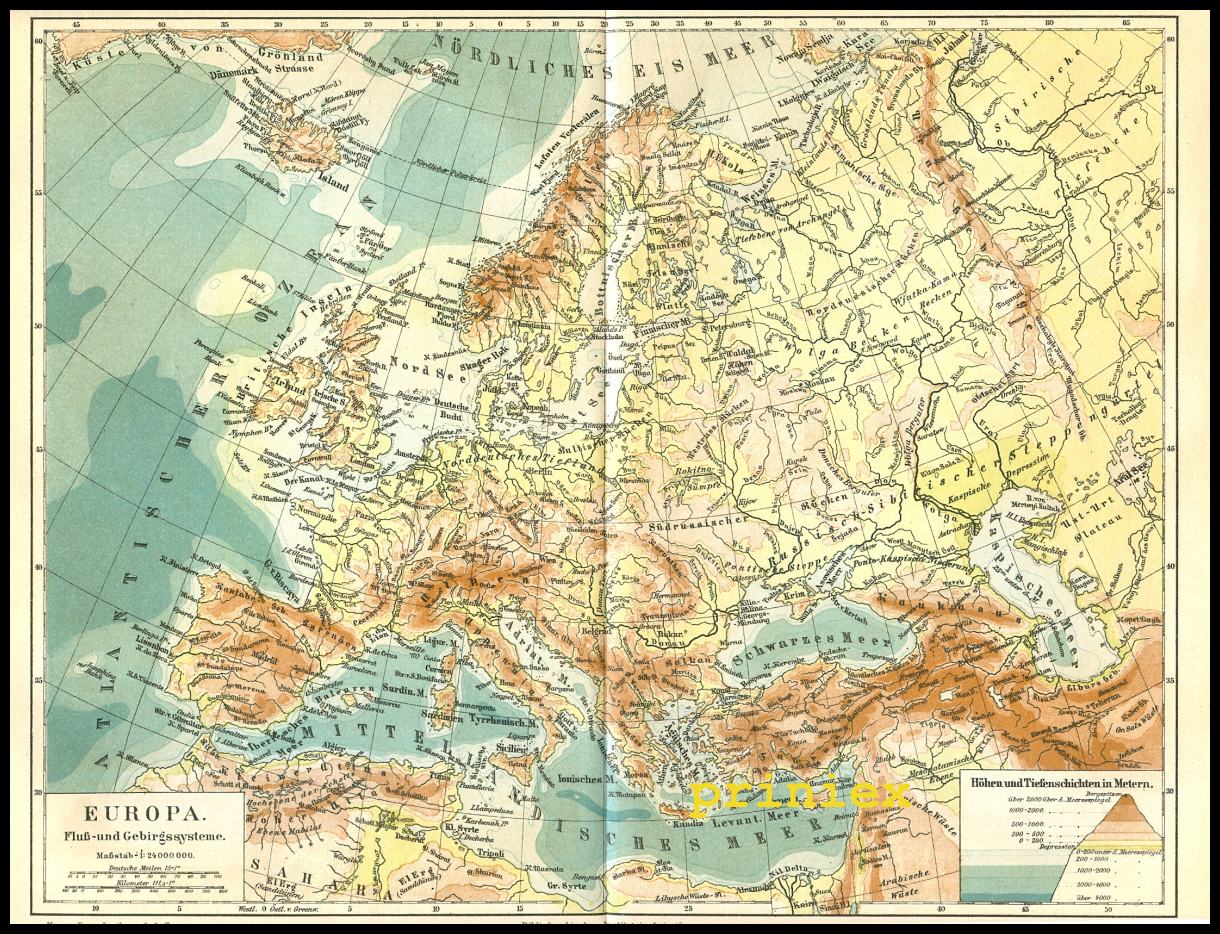 Europakarte Gebirge